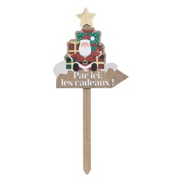 Wegwijzer H60cm Kerstman Par ici les cadeaux