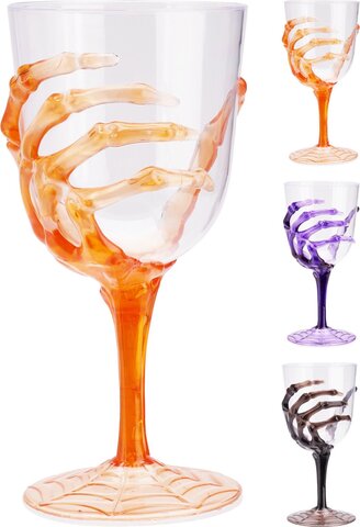Wijnglas 430ml skelethand 3ass