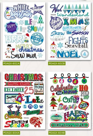 x-mas 3d gel stickers - 4 ass
