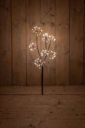 zwarte tak dandelion 7x20l/60cm led warm wit - 5m aanloopsnoer zwart - ip44 trafo